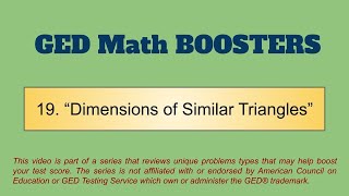GED Math Booster 19: Similar triangle problem with a possibly confusing answer format