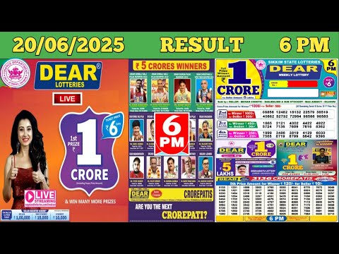 DEAR LOTTERY SAMBAD DAY 6 PM RESULT TODAY LIVE DRAW ON 20.06.2025 SIKKIM FRIDAY