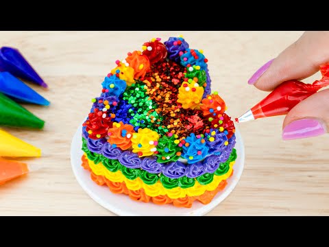 Make Own Sweet Miniature Birthday Cake, Melted Chocolate Unicorn Cake, Rainbow And Watermelon Cake