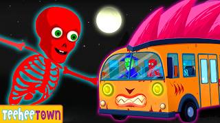 Wheels on The Bus Skeleton Ride | Spooky Scary Skeletons Kids Songs