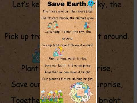 Save Earth  poem for kids | English poem | fun poems #shorts