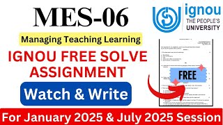 IGNOU MES-06 Solve Assignment 2025 Download | IGNOU Free Assignment Download 2025 | #ignou