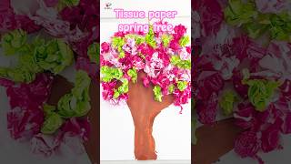 🌸 DIY Tissue Paper Spring Tree art fo🌸 | Spring Craft ideas🌷 #shorts #spring