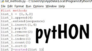 list methods in python
