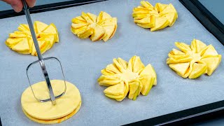 Dessert in 5 minutes! Just puff pastry and 2 apples