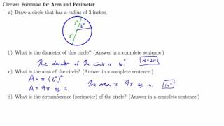 MTH 65 (§8.3, v4 and v5) Geometry Formulas for a Circle