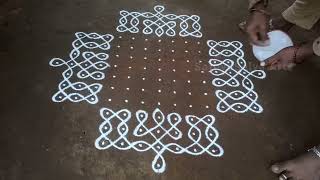 15 x 1 dots margazhi  kambi kolam | Elegant beautiful sikku kolam | SathyaSelva Arts