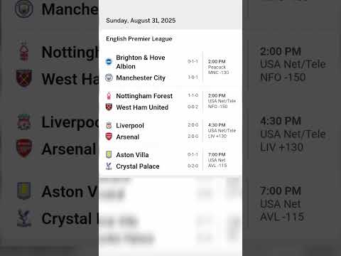 Premier League Sunday Fixtures | EPL Match Schedule & Kickoff Times 2025/26 #plfixtures #livepremier