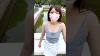 汗かいて透けちゃう…#shorts  #ノーブラ #散歩