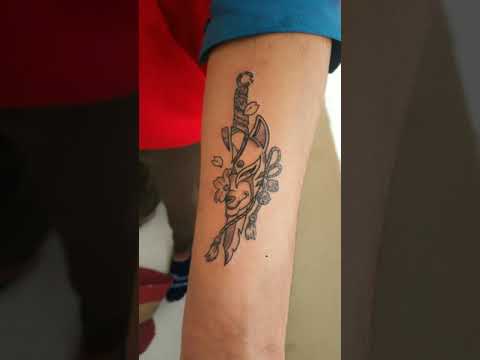 Japanese fox mask tattoo