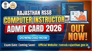 Rajasthan RSSB Computer Instructor Admit Card 2026 Out | Admit Card Released Computer Instructor 