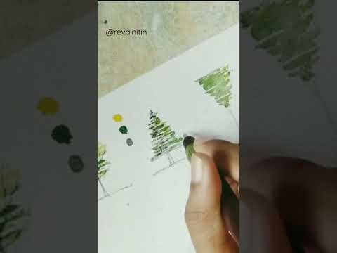 Drawing tree's in elevation🌲#trees#watercolour#shorts