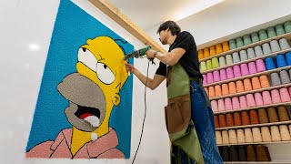 48 Hours! Process of making $1000 Carpet. Rug Tufting technician in Korea
