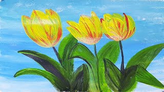 Acrilic Painting  🎨 YELLOW TULIPS 🎨| How to Draw | Magic Paintings