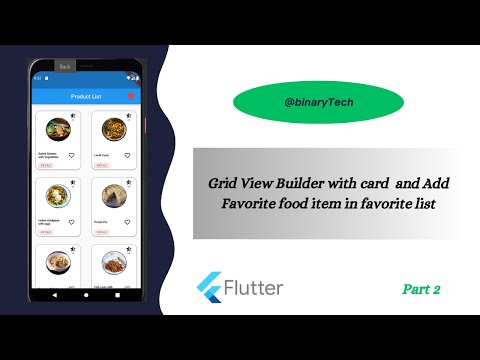 Flutter Gridview Builder with card and Add favorite functionality  part 2| Flutter Widgets Tutorial