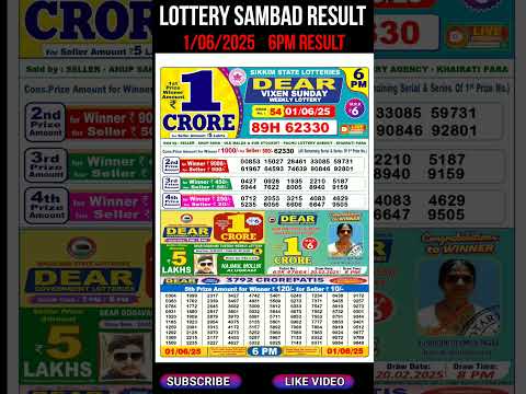 Nagaland State Dear Lottery Sambad Result Day 6PM Result 1.06.2025