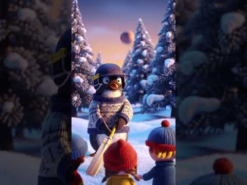 Penguin Plays Cricket in the Snowy Forest! 🐧🏏❄️ #Shorts