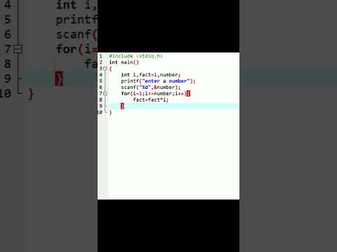 c program to print factorial of a number using loop #shorts #coding #programming #easy