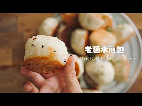 ”天然酵母麵種“ 做水煎包，學會都能開店了 Pan Fried Sourdough Pork Buns