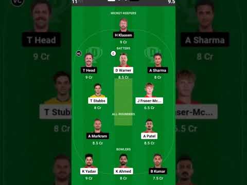 Hyd vs Delhi dream 11 TEAM GL 🔥🤟#ipl #2024ipl #dream11 #cool #pant #Axar Patel #abhishek