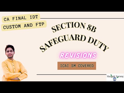 LEC-07 | SECTION 8B | SAFEGUARD DUTY|  Chapter 2 REVISIONS | CA FINAL | MAYANK NARANG