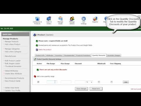 How to setup and enable quantity discounts within Pinnacle Cart