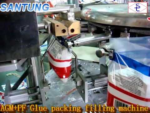 Standup bag filling machine #glue Filling Sealing Machine #白膠給袋充填機#給袋機#給袋式包裝 #AGM+PF-2#santung #三統機械