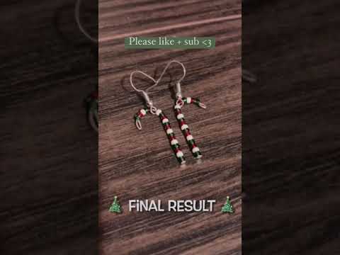 DIY candy cane earrings🌟🎄☃️ #shorts