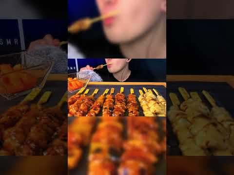 ASMR "Yakitori" Negima, Momo, Kawa, Salt sauce | Mukbang, Eating Sounds, Chewing sounds