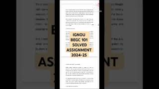 IGNOU BEGC 101 SOLVED ASSIGNMENT 2024-25