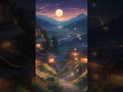 Moonlit Path in a Hidden Mountain Village 🌕✨ #shorts  #lofi #cloudspiritsai #nightsky  #aiart