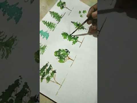 Trees II #SHORTS#watercolortutorial #watercolour