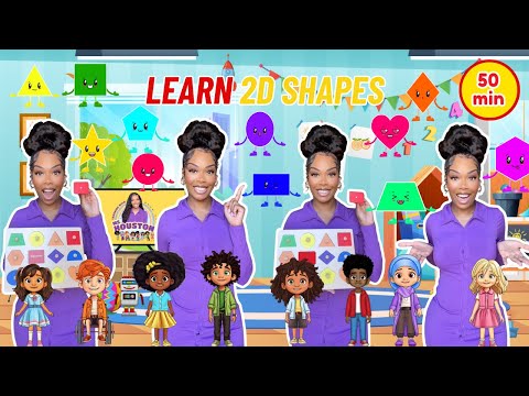 Learn 2D Shapes|  Colors & Counting| Learning with Ms Houston| Kid Songs