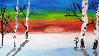 Acrilic Painting  🎨 WHITE BIRCH 🎨| How to Draw | Magic Paintings | Relaxing Music