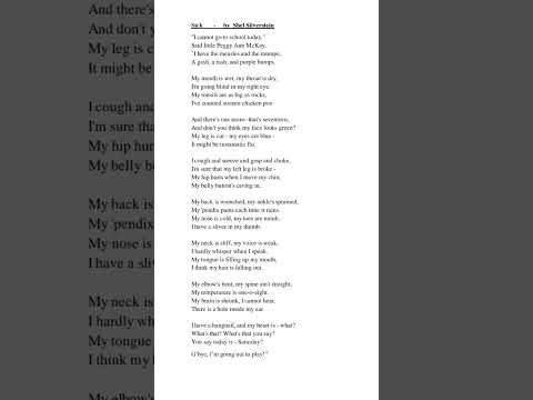 Sick by Shel Silverstein ❤️ #poemrecitation #englishpoetry #poetryrecitation #poetry #poetryreading