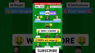 HEA vs HUR Dream11 Prediction, Brisbane Heat vs Hobart Hurricanes Dream11 Team Prediction BBL#shorts
