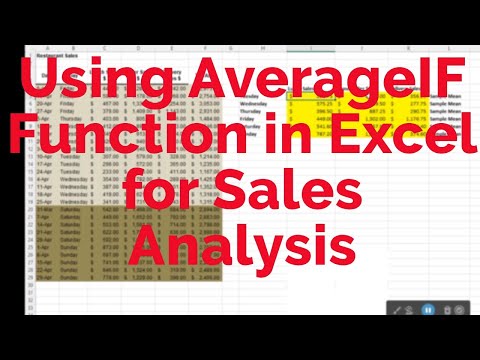 Using AverageIF Function in Excel to Perform Sales Analysis