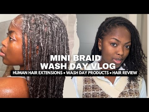 Human Hair Extensions (QVR)- Mini Braid Wash Day Routine and Review✨🧖🏾‍♀️💕