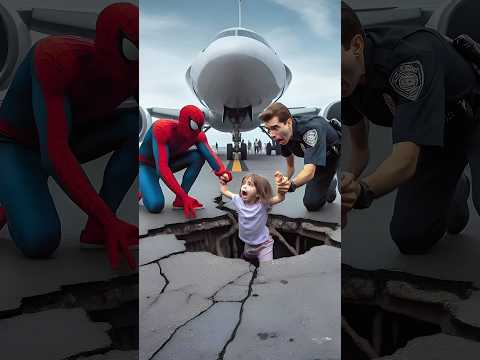 Spider-Man helps a girl who fell into a hole in the airport. #avengers​ #ironman​ #sirenhead​