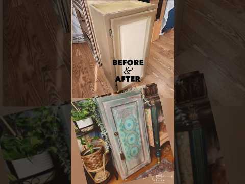 Salvaged Kitchen Cabinet Repurposed Into Mediterranean Style Plant Stand! #upcycled #furnitureart