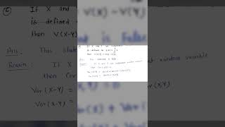 If X and Y are independent random variable then VX – Y = VX – V Y  PGDAST 2024