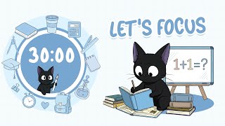 STUDY WITH CAT 🐾📖 Keep Calm! Pomodoro 4x30 min 🌤️ + Smooth Lofi Playlist for Studying