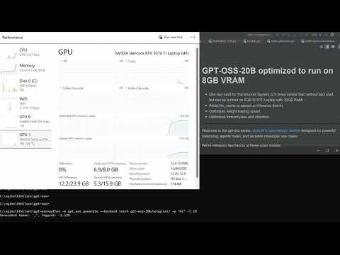 GPT-OSS-20b Runned on 8Gb VRAM Windows 11