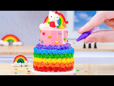 The Most Beautiful Miniature Rainbow Hello Kitty Cake Design 🌈 Awesome Hello Kitty Cake For Birthday