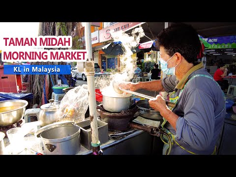 MALAYSIA MORNING MARKET tour [Taman Midah in Kuala Lumpur] Street Food / KL / Pasar pagi