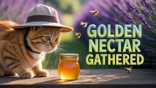 Relax with Cat Family's Golden Hour Honey Harvest | Cozy ASMR Meadow Adventure #loficat #asmr