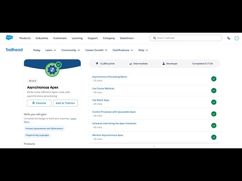 Monitor Asynchronous Apex |  | Asynchronous Apex | Salseforce | Trailhead | Virtual Internship