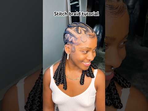 Stitch braids with hearts | feedin braids design #protectivestyles  #braid  #haircare  #stitchbraids