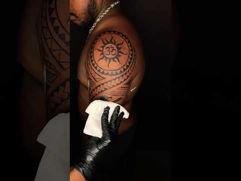 Polynesian Custom Tribal Arm Tattoo | Stunning Traditional Tattoo Art#microtattoostudio