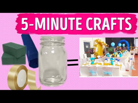 How to make centrepieces for parties and birthdays with floral foam,ribbons, crepes paper, mason jar